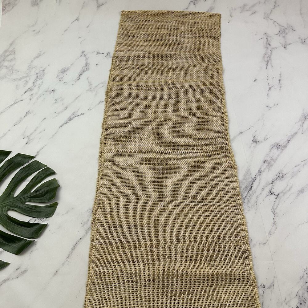 World Market Cost Plus Jute Raffia Woven Table Runner Long Boho Tropical Natural - Picture 2 of 5